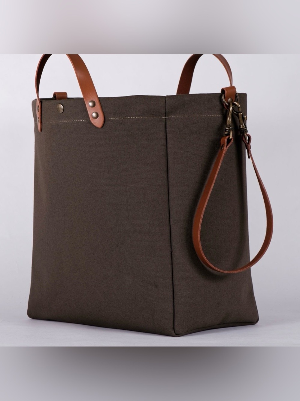 TAMPICO Beach Bag S Cotton Tote with Leather Trim